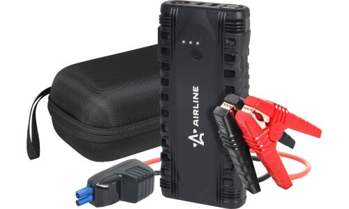 Портативное пусковое устройство Airline, с функцией Power Bank, 12000мАч, 12В, ток пуска 750А, 2хUSB порта, с фонариком, чехол для хранения, арт. AEAB006