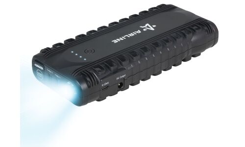 Портативное пусковое устройство Airline, с функцией Power Bank, 12000мАч, 12В, ток пуска 750А, 2хUSB порта, с фонариком, чехол для хранения, арт. AEAB006