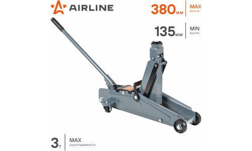 Домкрат гидравлический подкатной Airline, 3000кг, подъём 135–380мм, кейс, арт. AJ-3F-385K