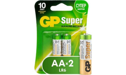 Батарейка щелочная GP Batteries Super, AA (LR6), 1.5В, 2 шт (блистер), арт. GP15A-2CR2
