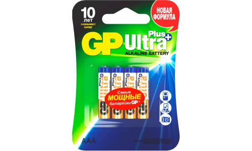 Батарейка щелочная GP Batteries Ultra Plus, AAA (LR03), 1.5В, 4 шт (блистер), арт. GP24АUP-2CR4