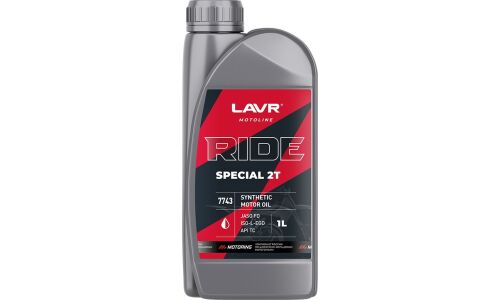 Масло для мотоциклов Lavr Motoline Ride Special 2Т, синтеическое, API TC, JASO FD, 2-тактное, 1л, арт. Ln7743