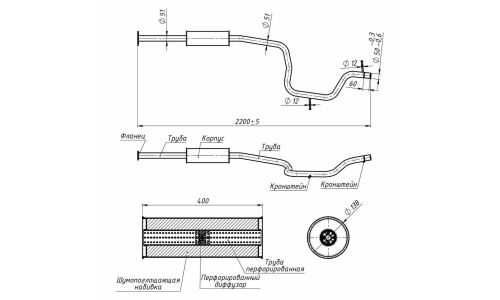 Резонатор выхлопной системы Trialli, для Ford Mondeo, алюминизированная сталь, арт. EAM 1006