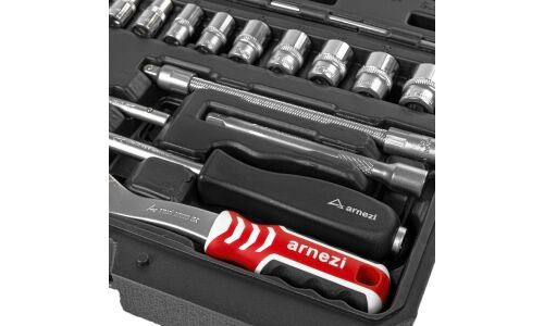 Набор инструментов Arnezi, с трещоткой, под размер 1/4", комплект 46 предметов, арт. R0900046