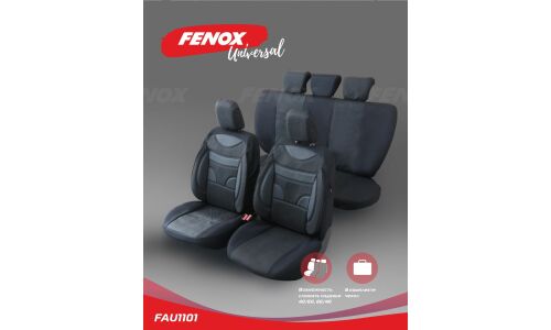 Чехлы Fenox Kontur, для переднего и заднего ряда, полиэстер, черный цвет, 13 предметов, арт. FAU1094