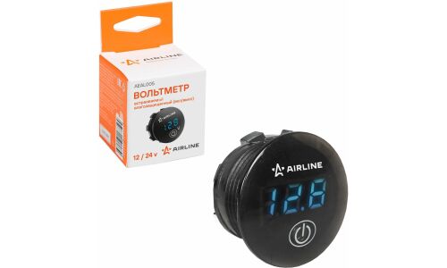 Вольтметр встраиваемый влагозащ. (вкл/выкл) 12/24В AIRLINE, арт. AEAL005