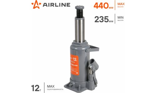 Домкрат гидравлический бутылочный Airline, 12000кг, подъём 235–440мм, арт. AJB12M