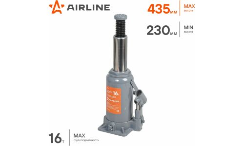 Домкрат гидравлический бутылочный Airline, 16000кг, подъём 230–435мм, арт. AJB16M