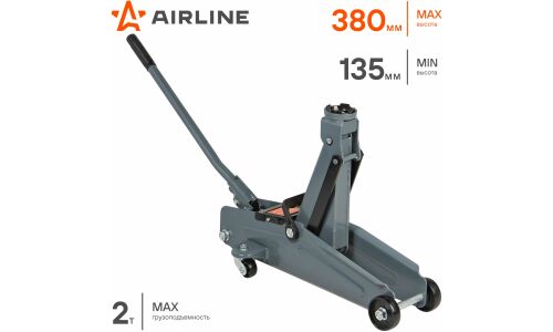 Домкрат гидравлический подкатной Airline, 2000кг, подъём 135–380мм, кейс, арт. AJ-2F-380K