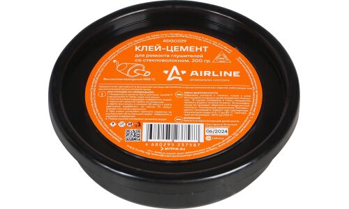 Клей-цемент Airline, для ремонта глушителей, со стекловолокном, термостойкий (до +1100°C), банка 200г, арт. ADGC029