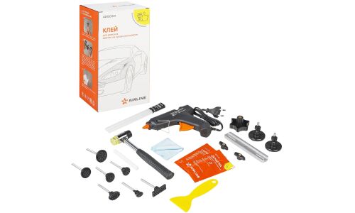Набор для ремонта вмятин кузова Airline (термопистолет и клей, молоток, салфетки, грибки для съёмного моста), арт. ADGC021
