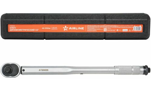 Ключ динамометрический Airline, предельный, 42-210Нм, длина 465мм, под квадрат 1/2", с кейсом, арт. ATBN006