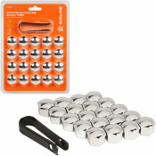 Колпачки на колесные болты/гайки 17 мм, хром, пластик, 20 шт.+ съёмник AIRLINE, арт. AWBN07