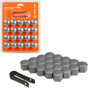 Колпачки на колесные болты/гайки 21 мм, серые матовые, пластик, 20 шт.+ съёмник AIRLINE, арт. AWBN16