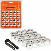 Колпачки на колесные болты/гайки 21 мм, хром, пластик, 20 шт.+ съёмник AIRLINE, арт. AWBN09