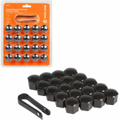 Колпачки на колесные болты/гайки 21 мм, черные глянцевые, пластик, 20 шт.+ съёмник AIRLINE, арт. AWBN06