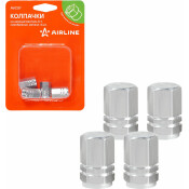 Колпачки на шинный вентиль K-1, серебряные, металл, 4 шт. AIRLINE, арт. AVC07