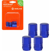 Колпачки на шинный вентиль K-1, синие, металл, 4 шт. AIRLINE, арт. AVC09