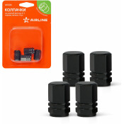 Колпачки на шинный вентиль K-1, черные, металл, 4 шт. AIRLINE, арт. AVC06