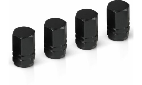 Колпачки на шинный вентиль K-1, черные, металл, 4 шт. AIRLINE, арт. AVC06