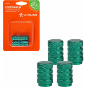 Колпачки на шинный вентиль K-2, зеленые, металл, 4 шт. AIRLINE, арт. AVC14