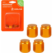 Колпачки на шинный вентиль K-3, оранжевые, металл, 4 шт. AIRLINE, арт. AVC19