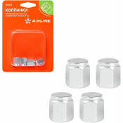 Колпачки на шинный вентиль K-3, серебряные, металл, 4 шт. AIRLINE, арт. AVC16