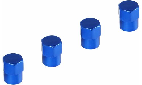 Колпачки на шинный вентиль K-4, синие, металл, 4 шт. AIRLINE, арт. AVC22