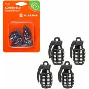 Колпачки на шинный вентиль K-5, черные, металл, 4 шт. AIRLINE, арт. AVC23