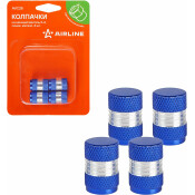 Колпачки на шинный вентиль K-6, синие, металл, 4 шт. AIRLINE, арт. AVC28