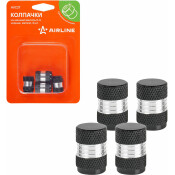 Колпачки на шинный вентиль K-6, черные, металл, 4 шт. AIRLINE, арт. AVC27