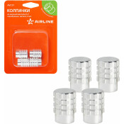 Колпачки на шинный вентиль K-7, серебряные, металл, 4 шт. AIRLINE, арт. AVC31