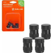 Колпачки на шинный вентиль K-9, черные, металл, 4 шт. AIRLINE, арт. AVC34