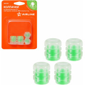 Колпачки на шинный вентиль S-1, светящиеся, зеленые, ABS-пластик, 4 шт. AIRLINE, арт. AVC33