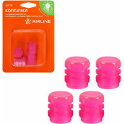 Колпачки на шинный вентиль S-1, светящиеся, розовые, ABS-пластик, 4 шт. AIRLINE, арт. AVC38