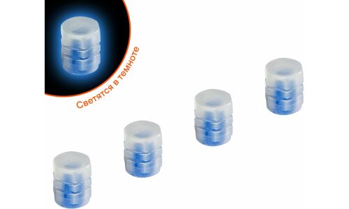 Колпачки на шинный вентиль S-1, светящиеся, синие, ABS-пластик, 4 шт. AIRLINE, арт. AVC32