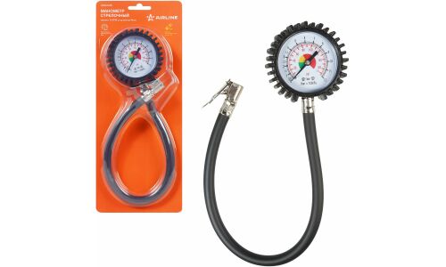 Манометр шинный Airline, аналоговый, 12атм, шланг 45см, арт. ATBU038