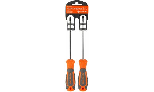 Набор отвёрток Airline, шлицевая (SL5) и крестовая (PH1), стержень 125мм, 2 предмета, арт. ATAU010