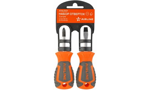 Набор отвёрток Airline, шлицевая (SL6) и крестовая (PH2), стержень 38мм, 2 предмета, арт. ATAU007