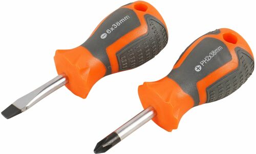 Набор отвёрток Airline, шлицевая (SL6) и крестовая (PH2), стержень 38мм, 2 предмета, арт. ATAU007