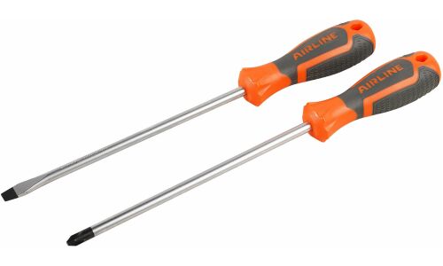 Набор отвёрток Airline, шлицевая (SL8) и крестовая (PH3), стержень 200мм, 2 предмета, арт. ATAU015