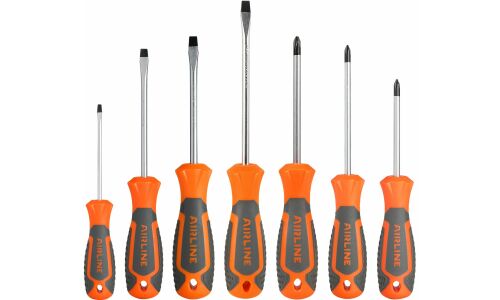 Набор отвёрток Airline, шлицевые (SL3, SL5, SL6) и крестовые (PH0, PH1, PH2), 7 предметов, арт. ATAU005
