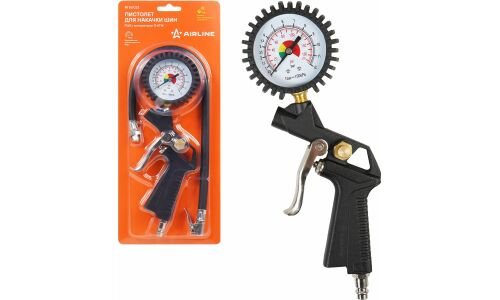 Пистолет для накачки шин Airline ПШ1, с аналоговым манометром до 12атм, штуцер 1/4", арт. ATBU032