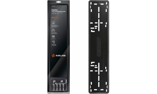 Рамка номерного знака Airline PRO, для автомобиля, прямоугольная, силикон с металлической основой, чёрная, арт. ADFC033