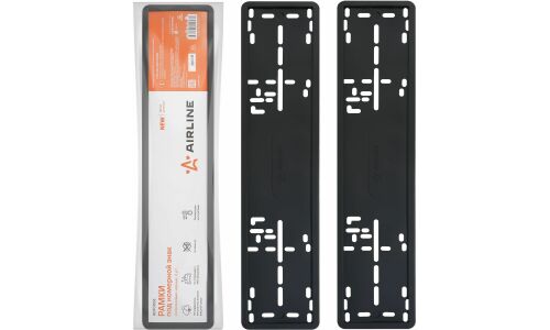 Рамка номерного знака Airline, для автомобиля, прямоугольная, силикон, чёрная, 2 шт, арт. ADFC006