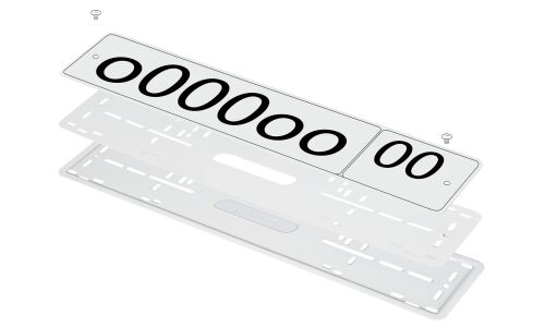 Рамка номерного знака Airline PRO, для автомобиля, прямоугольная, силикон с металлической основой, белая, 2 шт, арт. ADFC036