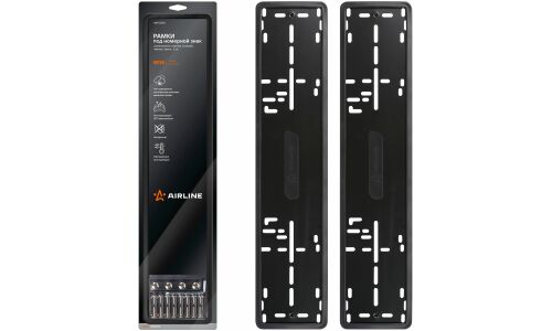 Рамки под номерной знак PRO, силиконовые с металл.основой, 2 шт., крепл., черные AIRLINE, арт. ADFC034