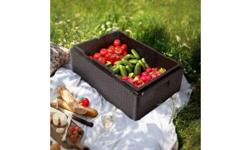 Термоконтейнер с крышкой 32 л, 600*400*240мм, ВПП, цвет черный AIRLINE, арт. ADCB017