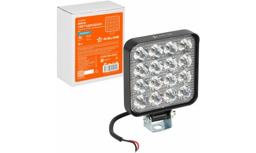 Фара светодиодная квадратная, 16 LED направленный свет, 16W (83х83х22) 12V AIRLINE, арт. ALED029