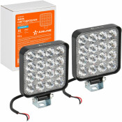 Фара светодиодная квадратная, 16 LED направленный свет, 16W (83х83х22) 12V, 2шт. AIRLINE, арт. ALED024